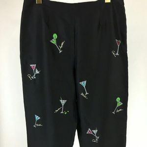 S.L.B. Women Pants Silk Embroidered Lined Size 12